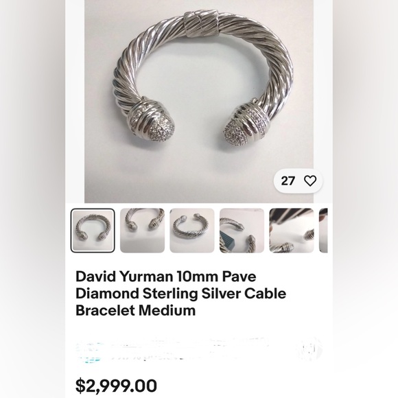 David Yurman Silver Bracelet with Diamonds Chalcedon  gems signed. FIRM $. - Picture 11 of 13